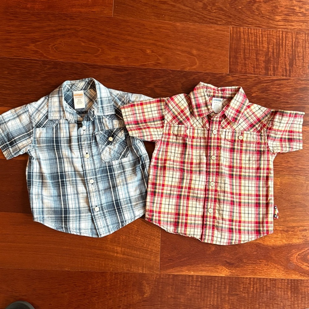 Gymboree Plaid Shirts Size 12-18 Month Baby Toddler Boys Button Up  Lot of 2